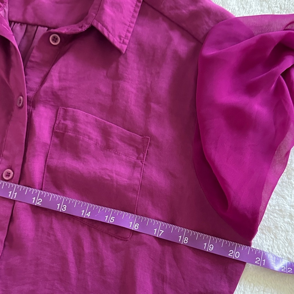 Free People Sheer Magenta Button-Up Blouse - Picture 10 of 11